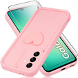 Puzdro pre Samsung Galaxy A26, Silicone Heart, ružové + tvrdené sklo 9H