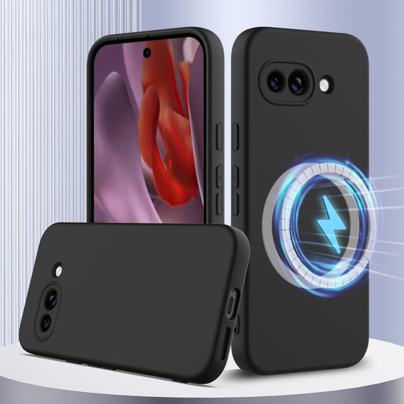 Obal na mobil pre Google Pixel 9A, Silicone MagSafe, čierne