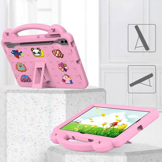 Detské puzdro pre Samsung Galaxy Tab S9 FE+ Plus, Cute Patterns, so stojanom, ružové