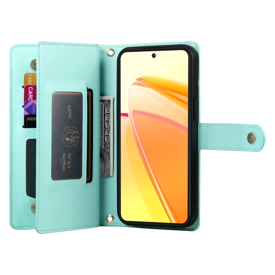 Klapkové puzdro pre Oppo Reno 13 Pro 5G, Wallet Zipper Pocket, mätové