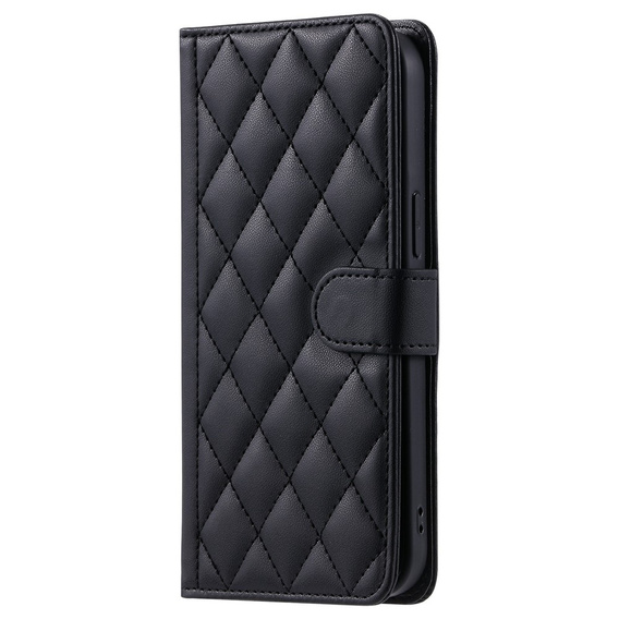 Puzdro s chlopňou pre Samsung Galaxy S25 FE, Rhombus Crossbody Leather, čierne