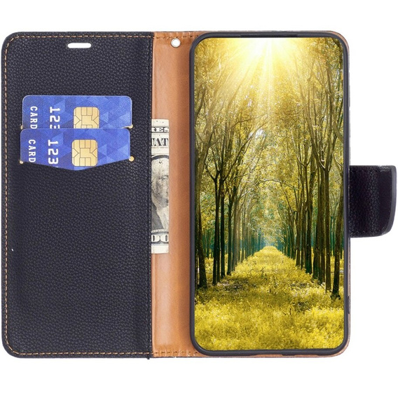 Klapkové puzdro pre Samsung Galaxy A55 5G, Wallet Litchi Leather, čierne