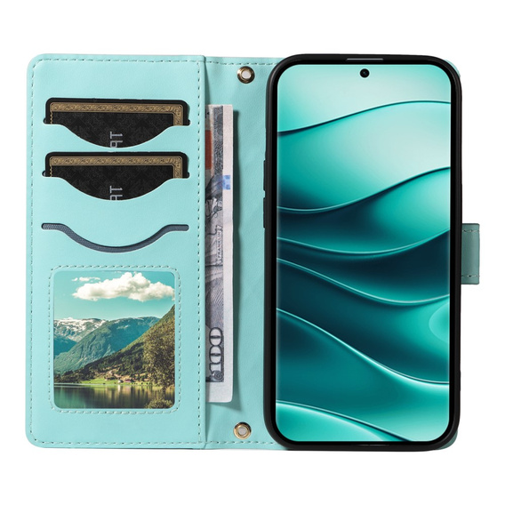 Puzdro s chlopňou pre Xiaomi Redmi Note 14 Pro 5G / Xiaomi Redmi Note 14 Pro+ 5G / Xiaomi Poco X7 5G, Rhombus Crossbody Leather, zelený
