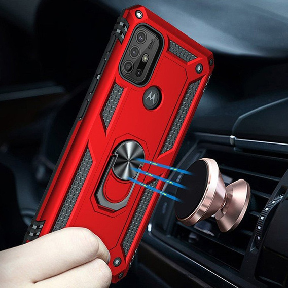 Pancierované obal na mobil pre Motorola Moto G10/G30, Nox Case Ring, červené