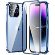 Puzdro pre iPhone 15 Pro, Magnetic Dual Glass, modré