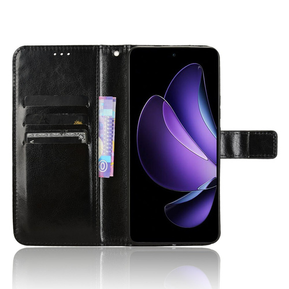 Klapkové puzdro pre Oppo Reno 13F / Oppo Reno 13FS, Crazy Horse Wallet, čierne