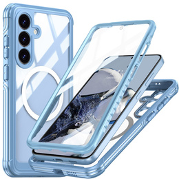 Puzdro pre Samsung Galaxy S25 FE, Shockproof, so sklom, pre MagSafe, modré