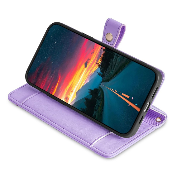 Klapkové puzdro pre Realme 12, Wallet Zipper Pocket, fialové