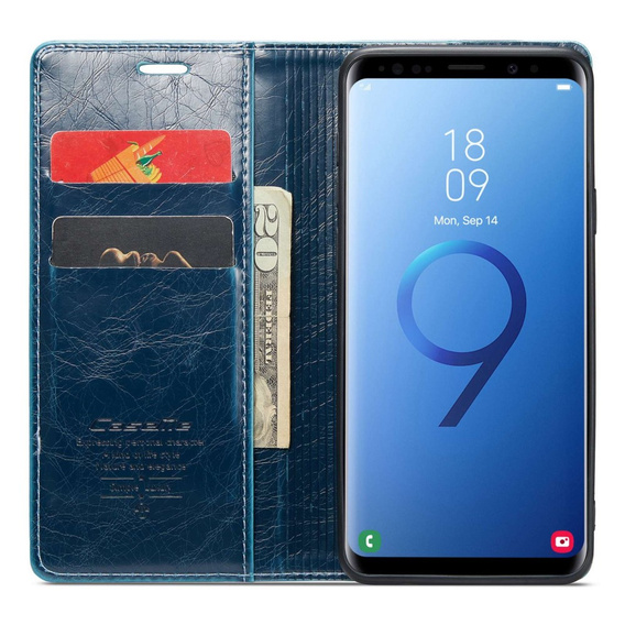 CASEME flipové puzdro pre Samsung Galaxy S9+ Plus, Waxy Textured, modré