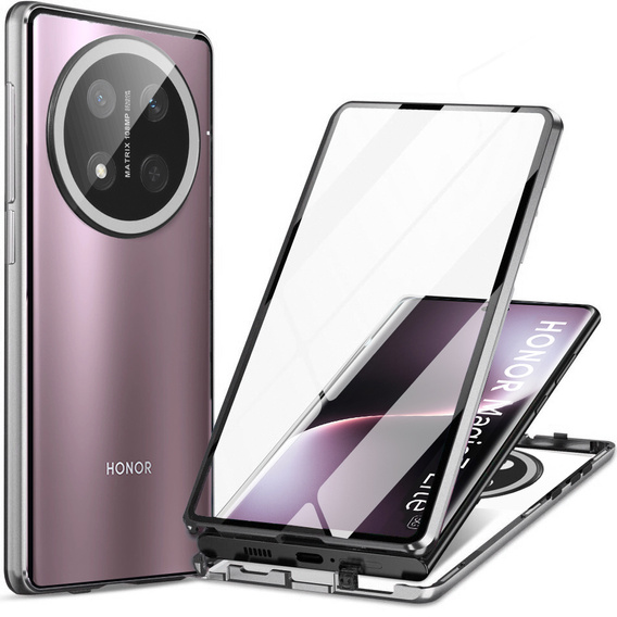 Puzdro pre Honor Magic 7 Lite, Magnetic Dual Glass, strieborné