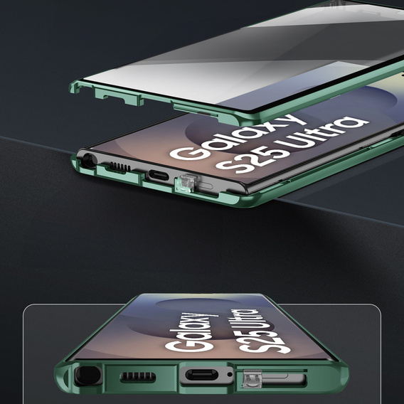 Magnetické puzdro Dual Glass MagSafe pre Samsung Galaxy S25 Ultra, zelený