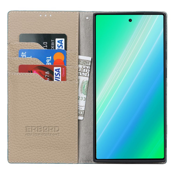 Kožené puzdro pre Samsung Galaxy S23 Plus, ERBORD Grain Leather, modrý