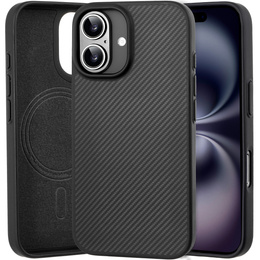 Puzdro pre iPhone 16, Aramid Fiber Cover, čierne