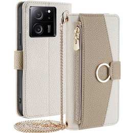 Flipové puzdro pre Xiaomi 13T / 13T Pro / Redmi K60 Ultra, Wallet Zipper Pocket, so zrkadlom, biele