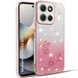 Puzdro pre Motorola Moto G56 5G, Glitter Flower, ružové rose gold
