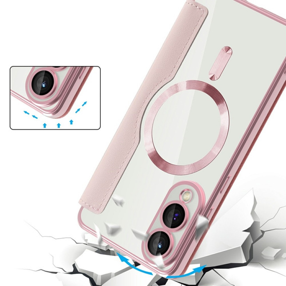 Klapkové puzdro pre Samsung Galaxy S25 Edge, RFID Wallet MagSafe CamShield, ružové