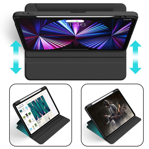 Puzdro + klávesnica iPad 10.2 2021 / 2020 / 2019 7/8/9 gen, čierne