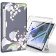 Obal na mobil pre Samsung Galaxy Tab S7 FE, Suritch Full Body Flowers, sivé