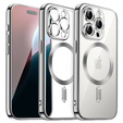 Puzdro pre iPhone 16 Pro, Electro MagSafe, strieborné + sklo na displej