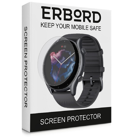 3x ERBORD Hydrogélová fólia pre Amazfit GTR 3 / GTR 3 Pro