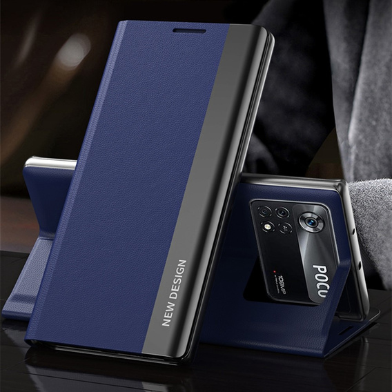 Klapkové puzdro pre Xiaomi Poco M4 Pro 4G, Side Magnetic, tmavomodré