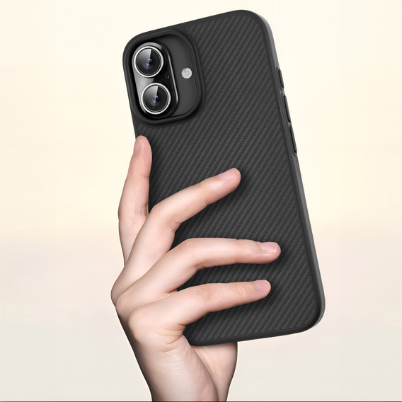 Puzdro pre iPhone 16, Aramid Fiber Cover, čierne