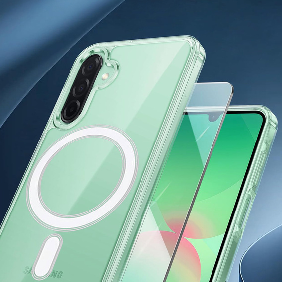 Puzdro pre Samsung Galaxy A56 5G, Dropproof MagSafe, priehľadné + tvrdené sklo 9H