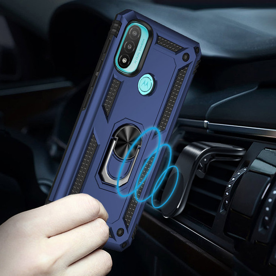Pancierované obal na mobil pre Motorola Moto E20/E30/E40, Nox Case Ring, modré