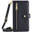Klapkové puzdro pre iPhone 14 Pro Max, Wallet Zipper Pocket, čierne