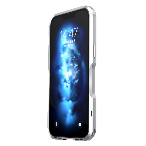 Puzdro LUPHIE pre iPhone 14, Armor Bumper, strieborné