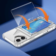 Puzdro pre iPhone 16 Plus, Card Holder Kickstand, transparentné 