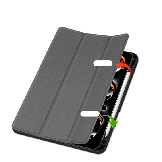 Puzdro pre iPad Pro 11" 2024 (5 gen.), Smartcase s priestorom pre stylus, sivé