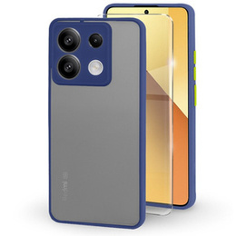 Silikónové puzdro pre Xiaomi Redmi Note 13 5G, s ochranou fotoaparátu, transparentné / modré + tvrdené sklo 9H