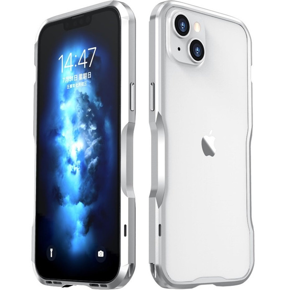 Puzdro LUPHIE pre iPhone 14, Armor Bumper, strieborné
