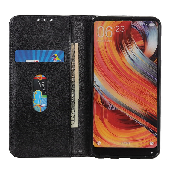 Obal na mobil pre Motorola Moto G84 5G, Wallet Litchi Leather, čierne