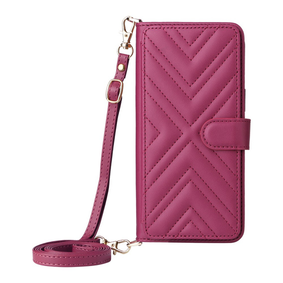Puzdro s chlopňou pre Oppo Reno 13 Pro 5G, Crossbody Leather Wallet, bordové