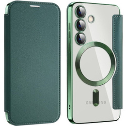 Klapkové puzdro pre Samsung Galaxy S24, RFID Wallet MagSafe CamShield, zelený
