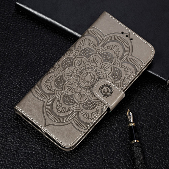 Klapkové puzdro pre Xiaomi Redmi Note 9s/ 9 Pro, Mandala Flower, sivé