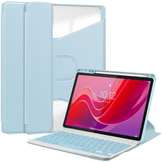 Puzdro s klávesnicou pre Lenovo Tab M11, Rotary 360° Leather, svetlomodré