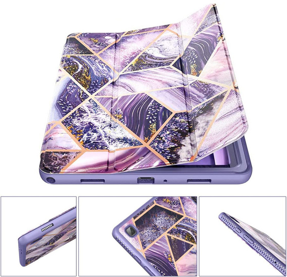 Obal na mobil pre Samsung Galaxy Tab A7, Suritch Full Body Basic Marble, fialové