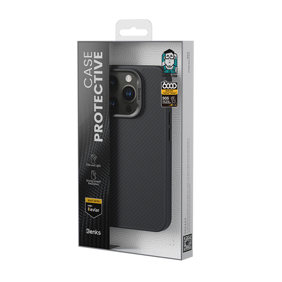 BENKS Kevlar Armor PRO Carbon Fiber 600D D065 puzdro MagSafe pre iPhone 16 Pro