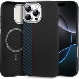 Puzdro pre iPhone 16 Pro, Carbon Fiber MagSafe, čierna / modrá