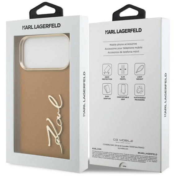Puzdro Karl Script Logo od Karla Lagerfelda – s kovovými gombíkmi pre iPhone 17 Pro Max