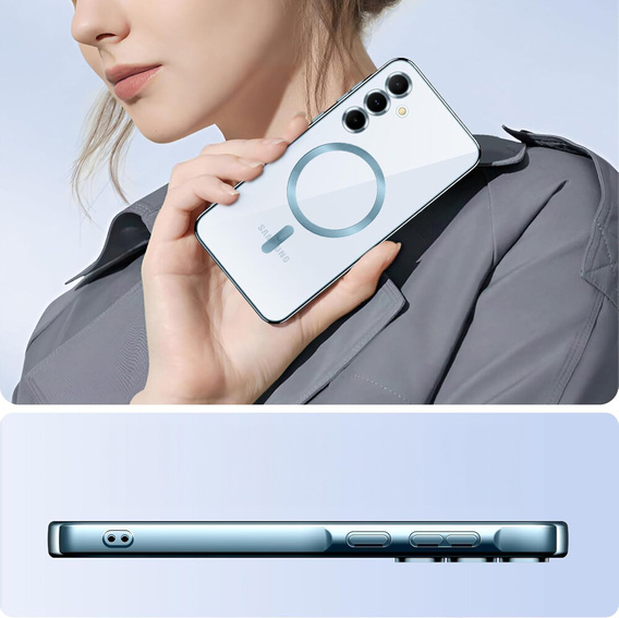 Puzdro pre Samsung Galaxy A35 5G, Electro MagSafe, modré + sklo na displej