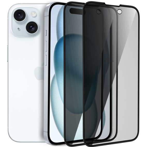 2x tvrdené sklo na ochranu súkromia pre iPhone 15 Plus, ERBORD Anti-Spy