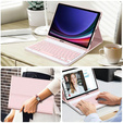Puzdro + klávesnica Samsung Galaxy Tab S9 FE, Leather Pen Slot, ružové rose gold