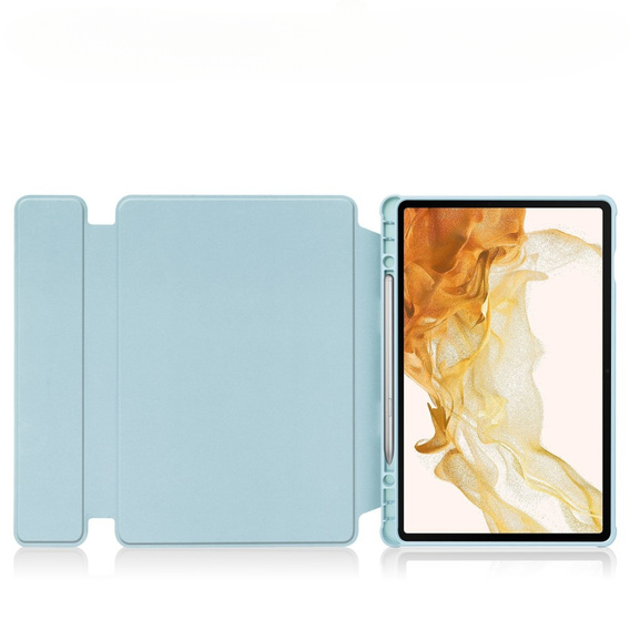 Puzdro s klávesnicou pre Samsung Galaxy Tab S9+, Rotary 360° Leather, svetlomodré