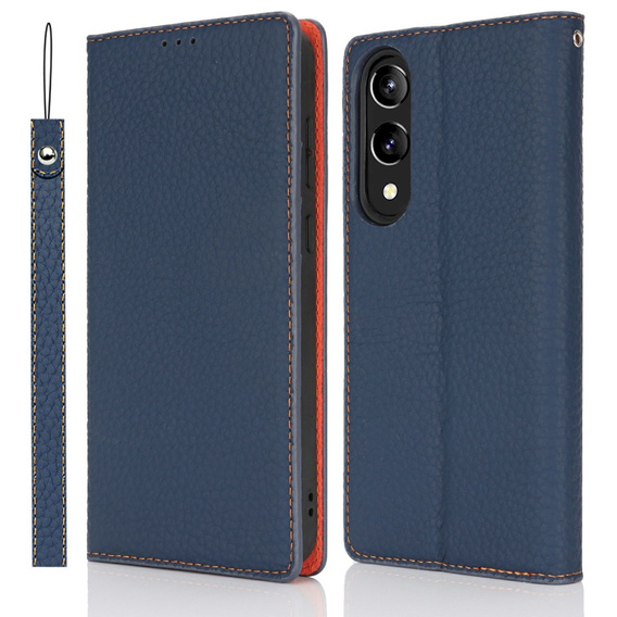 Klapkové puzdro pre Samsung Galaxy S25 Edge, Litchi Skin Grain, tmavomodré