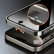 Puzdro pre iPhone 15 Pro, Privacy Dual Glass, pre MagSafe, strieborné