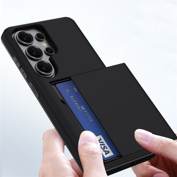 Puzdro s držiakom na karty pre Samsung Galaxy S26 Ultra, čierne